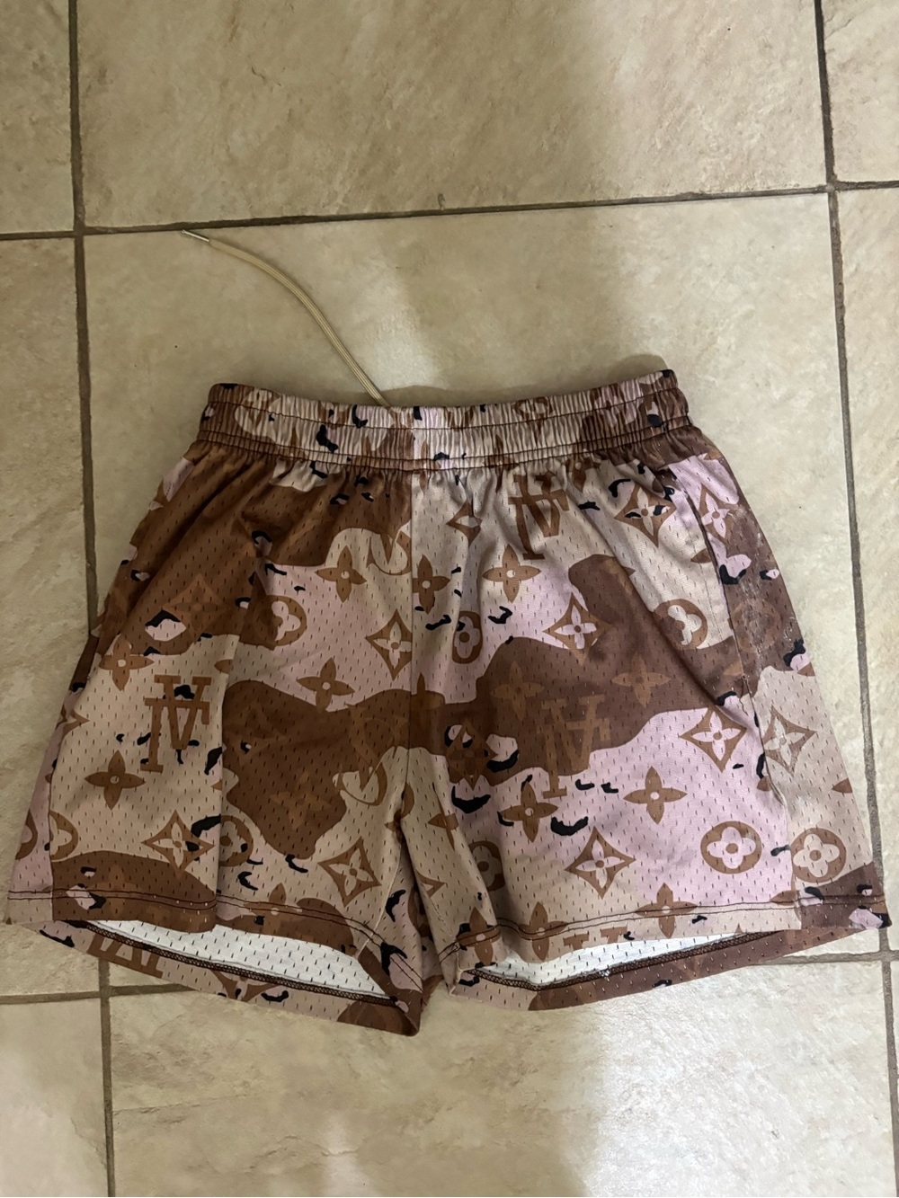 Custom LV Casual Drawstring Shorts in Brown and Pink